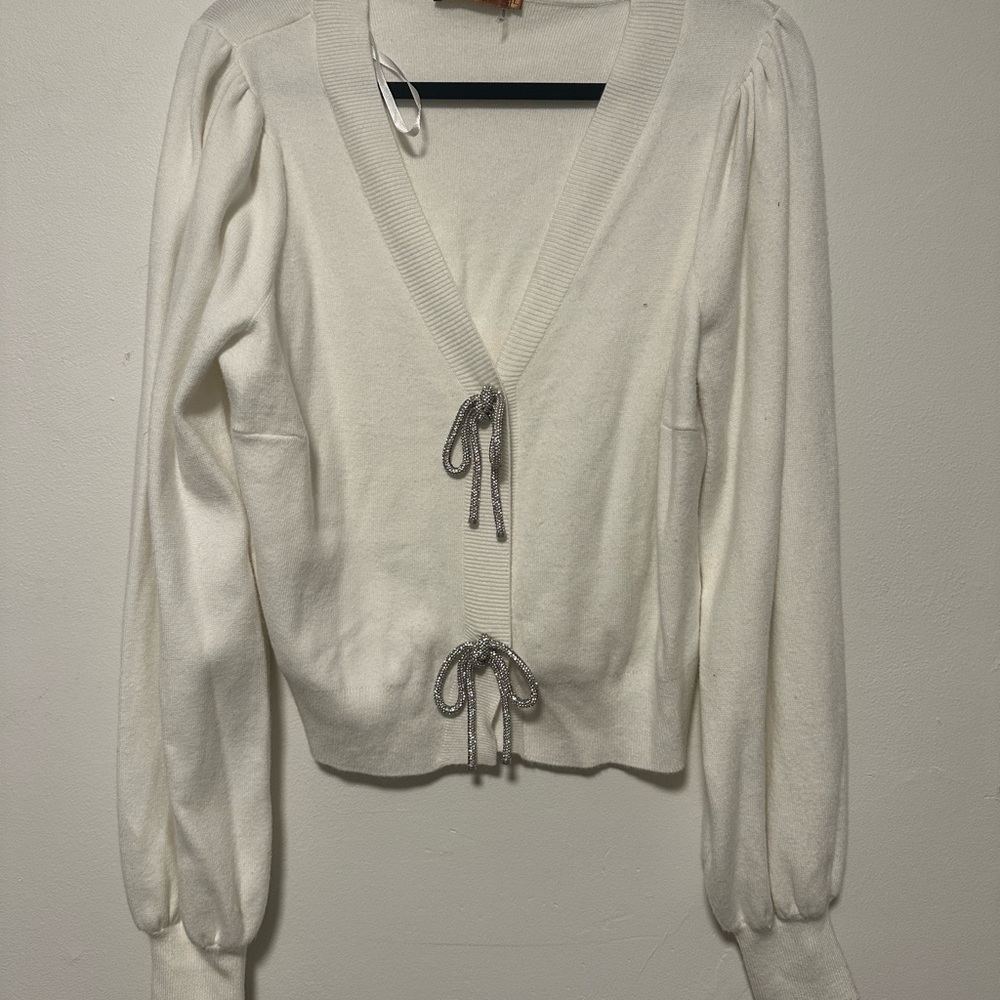 Belldini Cream Cardigan with Silver Bows